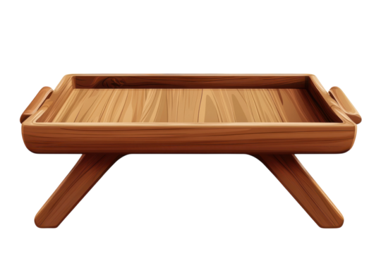 Rustic Wooden Bed Tray with Handles Breakfast in Bed Laptop Stand Serving Decor Furniture Food on transparent background - Powered by Adobe