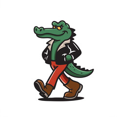 Vintage alligator mascot illustration for apparel and brandin