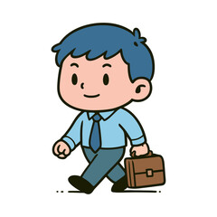 Illustration of a cartoon businessman walking with a briefcase, conveying a sense of professionalism and forward movement.