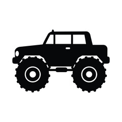 Naklejka premium Monster truck silhouette vector , Black Monster truck silhouette 