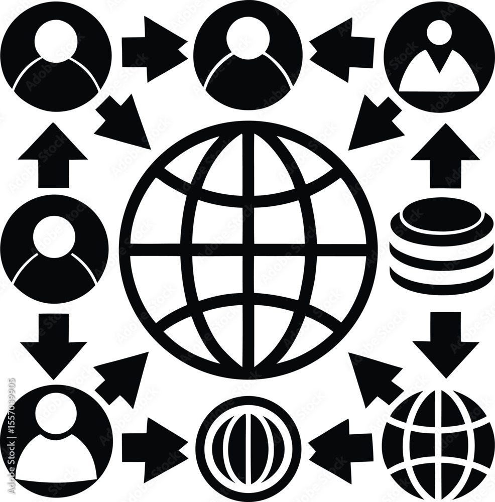 Poster global network connectivity and data exchange a conceptual illustration of interconnected users data