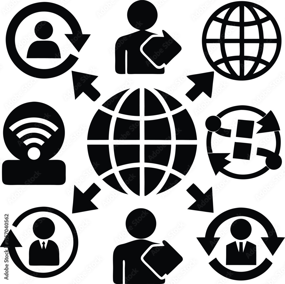 Poster global network of communication and collaboration a symbolic representation of interconnectedness an
