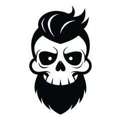 skull head with hair and beard icon isolated on white background