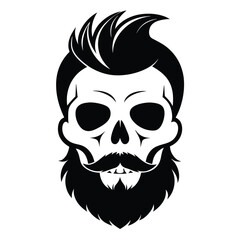 skull with wings and beard icon isolated on white background