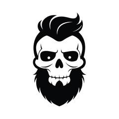 skull head with beard and hair vector icon isolated on white background