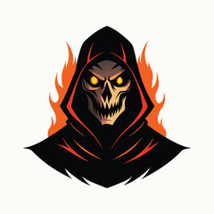 grim reaper skull colorful icon isolated on white background