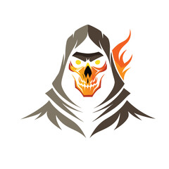 grim reaper skull icon isolated on white background