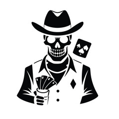 pirate with skull stylish skeleton silhouette icon isolated on white background