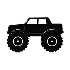 Obraz premium Monster truck silhouette vector , Black Monster truck silhouette 