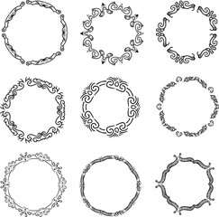 collection of ornamental oval frame designs with carvings