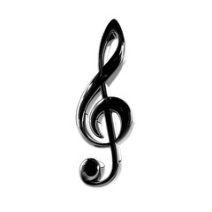 Obraz premium Treble Clef Music Note Black Silver Abstract Design,, isolated on transparent background, perfect cutout, PNG
