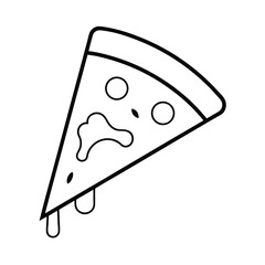 Flat Style Slice of Pepperoni Pizza with Dripping Cheese Vector Art