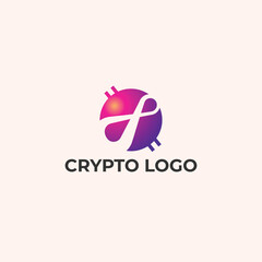Colorful Violet Infinity Logo. Tech Crypto Symbol. Isolated Vector Design