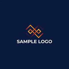 Colorful Geometric Lineart Logo. Abstract Shape. Isolated Vector Design