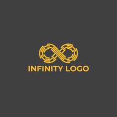 Elegant golden infinity logo symbolizing blockchain. crypto. and digital finance. Perfect for cryptocurrency branding. fintech identity. and modern tech-related visual design projects.