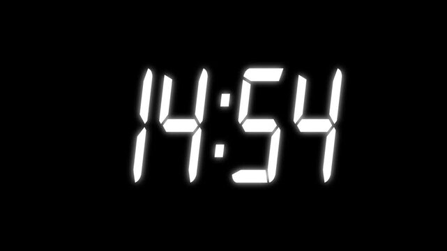 Countdown timer from 15 minute to 14 minute on black background. Technology stopwatch Digital Countdown.	 - Powered by Adobe