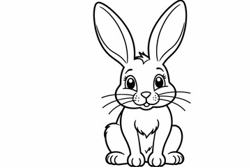 Cute Bunny Illustration-Adorable Rabbit Drawing-Black and White Bunny Line Art-Perfect for Easter Crafts-Download This Lovely Bunny Image for Your Creative Projects