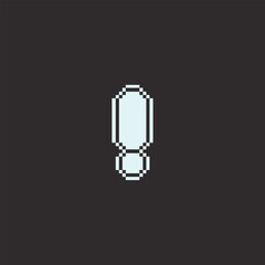 this is exclamation mark icon in pixel art with white color with black background this item good for presentations,stickers, icons, t shirt design,game asset,logo and your project.