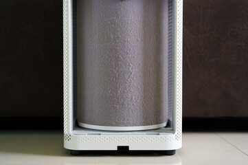 dusty air purifier filter with PM 2.5 dust many dirt and disease bacteria or covid 19 and allergy...