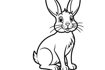Fototapeta premium Cute Cartoon Rabbit Illustration-Adorable Bunny Outline for Coloring Pages-Whimsical Black and White Hare Graphic-Perfect for Easter Themes-Downloadable Rabbit Art