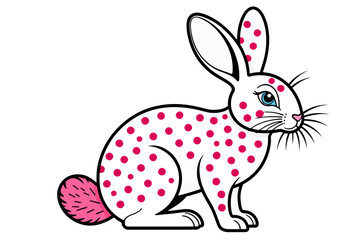 Fototapeta premium Cute Polka Dot Bunny Illustration-Whimsical Rabbit Clipart-Cartoon Easter Animal-Playful Design Element-Springtime Decoration-Digital Art for Kids-Vector Graphics
