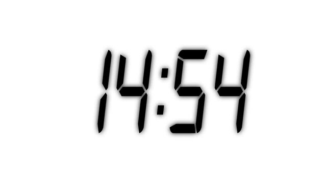 Countdown timer from 15 minute to 14 minute on white background. Technology stopwatch Digital Countdown.