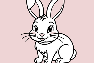 Obraz premium Cute White Bunny Illustration-Adorable Rabbit Clipart-Cartoon Bunny Character-Perfect for Easter Crafts-Springtime Animal Art-Whimsical and Playful Rabbit Design