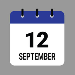 SEPTEMBER-12- Daily Calendar Icon - White Background