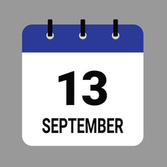 SEPTEMBER-13- Daily Calendar Icon - White Background