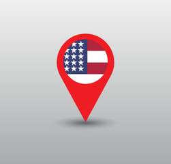 Red geolocation icon with shadow. Suitable for designing brochures, mobile application interfaces.