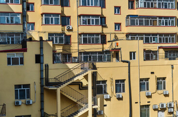 Stairs on the exterior wall of building