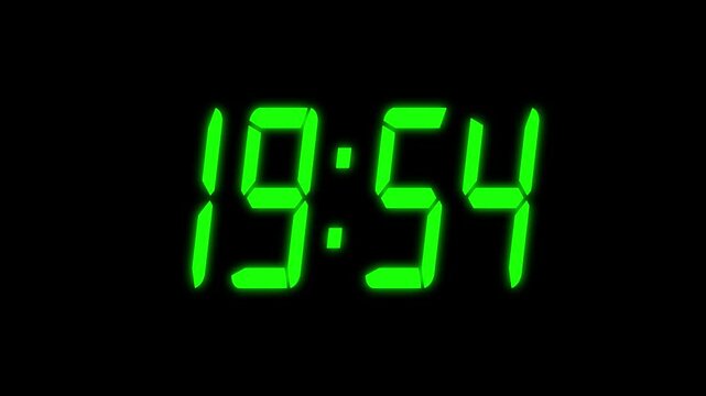 Countdown timer from 20 minute to 19 minute on black background. Technology stopwatch Digital Countdown.