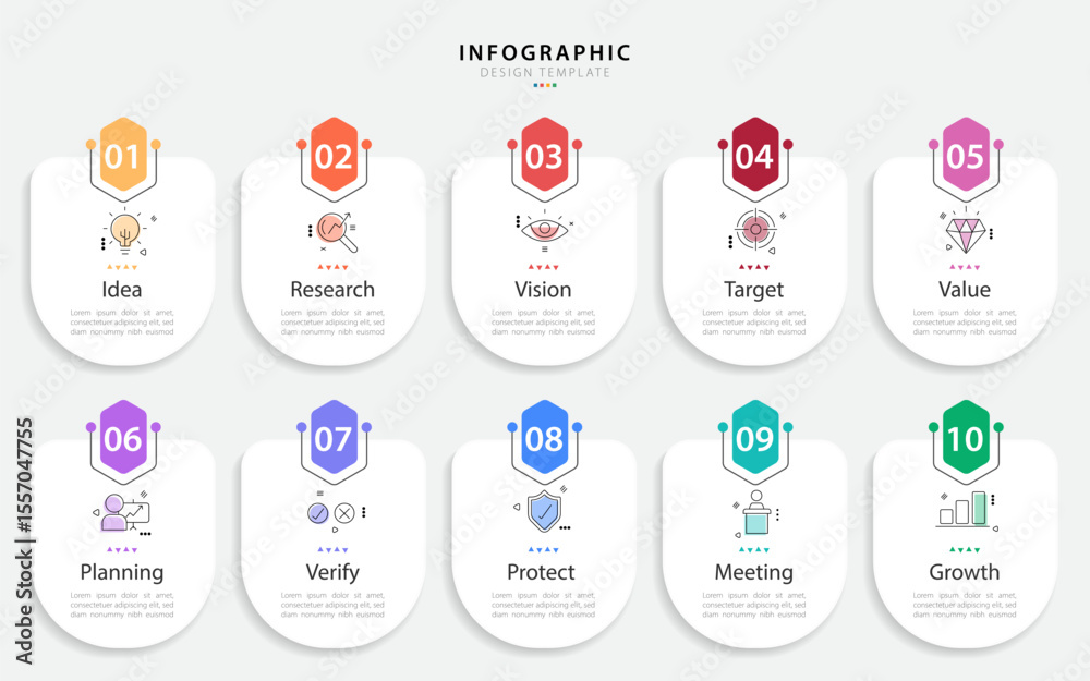 Poster infographic 10 step timeline journey, calendar flat simple infographics design template. presentatio