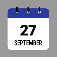 SEPTEMBER-27- Daily Calendar Icon - White Background