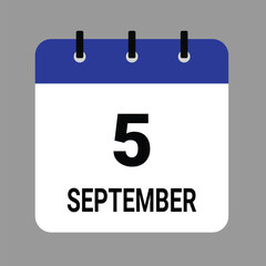 SEPTEMBER-05- Daily Calendar Icon - White Background