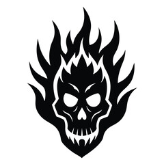 flaming skull with flames