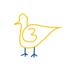 Simple line art of a yellow bird with a number 3 on its body. Playful and abstract, ideal for children’s themes or creative design elements.