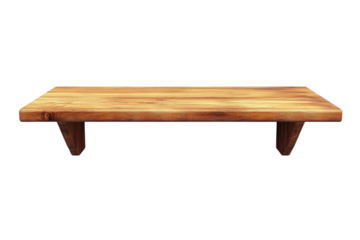 Rustic Wooden Wall Shelf isolated furniture Crafted floating shelve Elegant storage solution on transparent background