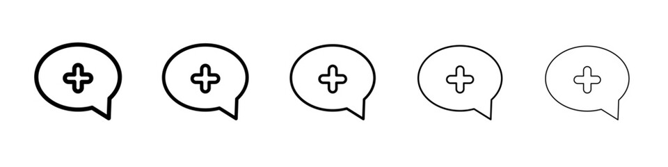 Add chat icon vector outline symbol or illustration