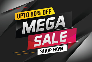 mega sale word concept vector illustration with lines and 3d style, landing page, template, ui, web, mobile app, poster, banner, flyer, background, gift card, coupon, label, wallpaper
