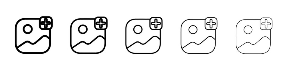 add to gallery icon vector outline symbol or illustration