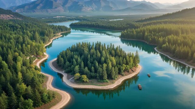 Stunning Aerial View of Kanas Lake and Forest in Xinjiang, China - A Nature Lover's Destination