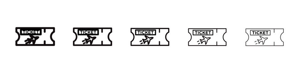 Airline ticket icon vector outline symbol or illustration