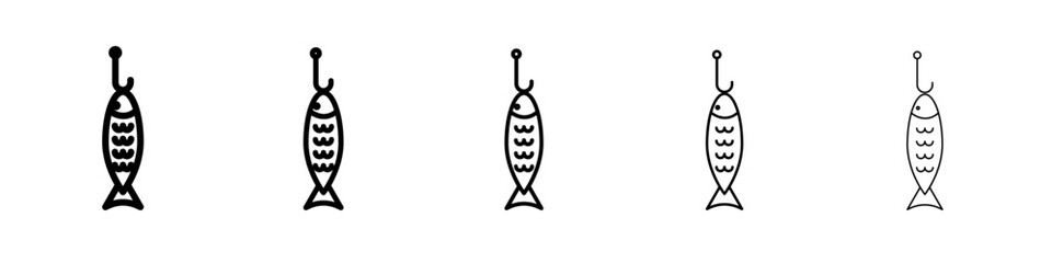 Bait Fishing Minnow icon vector outline symbol or illustration