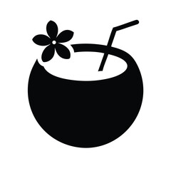 Coconut Drink Icon - Tropical Refreshment & Summer Vacation Symbol
