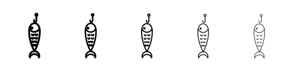 Bait Fishing Minnow icon vector outline symbol or illustration