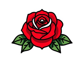 Naklejka premium red rose with leaves