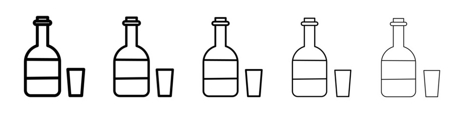 bottle and glass icon vector outline symbol or illustration