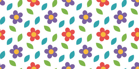 Floral Delight: A vibrant pattern of colorful flowers and verdant leaves brings a fresh and cheerful touch to this artistic design. 