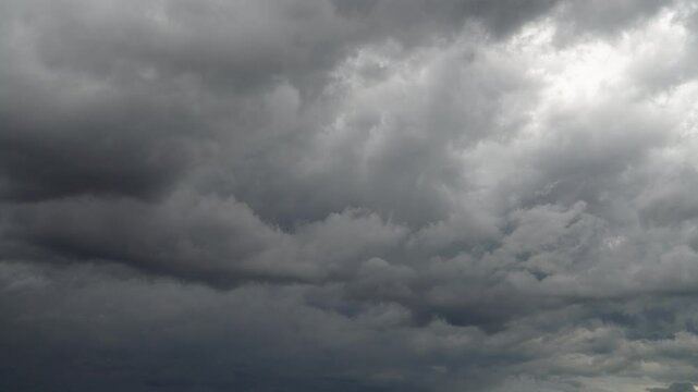Fast moving stormy clouds over Dneper river in Kyiv, Ukraine